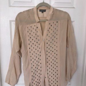 Blush Beaded Silk Blouse